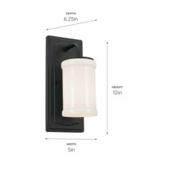 Coupon 🔔 Kichler Lighting Vetivene 5 Inch 1-Light Wall Sconce Textured Black With Opal Glass 😀 -Kichler Lighting Shop unnamed file 1013