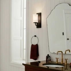 Coupon 🔔 Kichler Lighting Vetivene 5 Inch 1-Light Wall Sconce Textured Black With Opal Glass 😀 -Kichler Lighting Shop unnamed file 1014