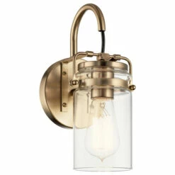 Deals 😍 Kichler Lighting Brinley 1-Light Champagne Bronze Wall Sconce With Clear Glass Shade ❤️