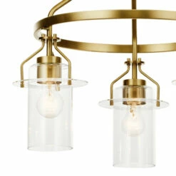 New ❤️ Kichler Lighting Everett 3-Light Natural Brass Vintage Industrial Round Chandelier With Clear Glass ⭐ -Kichler Lighting Shop unnamed file 1068