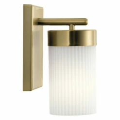 Brand new ❤️ Kichler Lighting Kichler Ciona 9 Inch 1 Light Wall Sconce With Round Ribbed Glass In Brushed Natural Brass 👍 -Kichler Lighting Shop unnamed file 1081