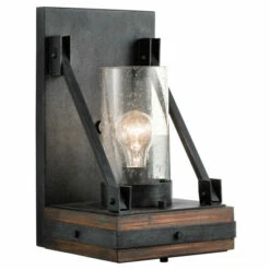 Cheapest 🎉 Kichler Lighting Colerne Collection 1-light Auburn Stained Wall Sconce 💯