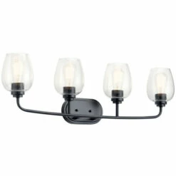 New β Kichler Lighting Kichler Valserrano 33.50 Inch 4 Light Vanity Light With Clear Seeded Glass In Black π