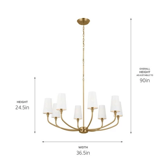 New π Kichler Lighting Adeena 36.5-in 8-Light Brushed Natural Brass Chandelier - 36.5 π 6 New π Kichler Lighting Adeena 36.5-in 8-Light Brushed Natural Brass Chandelier - 36.5 π - Image 4