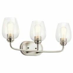 Cheap 🥰 Kichler Lighting Kichler Valserrano 24 Inch 3 Light Vanity Light With Clear Seeded Glass In Brushed Nickel ✨