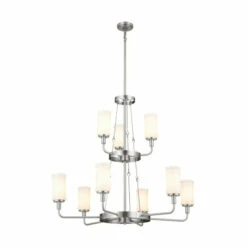Wholesale 🎉 Kichler Lighting Vetivene 39 Inch 9-Light Chandelier Classic Pewter With Opal Glass ⭐
