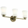 Cheapest 🤩 Kichler Lighting Kichler Brianne 24.5 Inch 3 Light Vanity Light With Satin Etched Cased Opal Glass In Brushed Natural Brass ✨