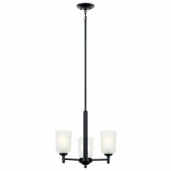 Top 10 🌟 Kichler Lighting Shailene 3-Light Black Transitional Mini Chandelier With Satin Etched Glass Shade 🔔