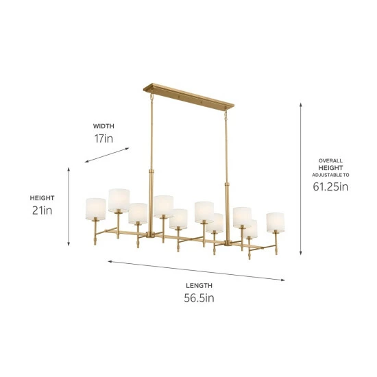 Cheapest π Kichler Lighting Ali 10-Light Brushed Natural Brass Linear Chandelier - 56.5 𧨠7 Cheapest π Kichler Lighting Ali 10-Light Brushed Natural Brass Linear Chandelier - 56.5 𧨠- Image 5
