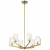 Wholesale 🔥 Kichler Lighting Nye 6-Light Chandelier Glass Brushed Natural Brass 🎉