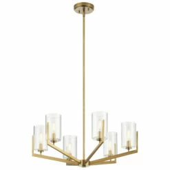 Wholesale 🔥 Kichler Lighting Nye 6-Light Chandelier Glass Brushed Natural Brass 🎉