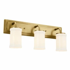 Cheapest 👏 Kichler Lighting Vetivene 24 Inch 3-Light Vanity Light Natural Brass With Opal Glass 💯