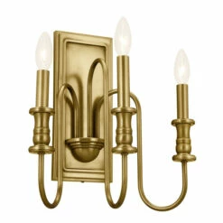Brand new 🔔 Kichler Lighting Karthe 13 Inch 3-Light Wall Sconce Natural Brass ❤️