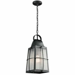 New 😍 Kichler Lighting Tolerand Collection 1-light Textured Black Outdoor Pendant 💯