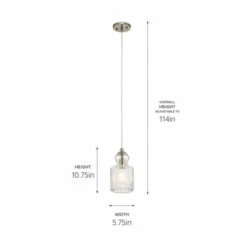Hot Sale 🌟 Kichler Lighting Riviera Collection 1-light Brushed Nickel Mini Pendant - Brushed Nickel 🤩 -Kichler Lighting Shop unnamed file 1864