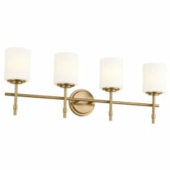 Brand new ⭐ Kichler Lighting Ali 32.5 In. 4-Light Brushed Natural Brass Vanity Light 🛒