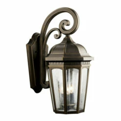 Outlet 👍 Kichler Lighting Courtyard Collection 3-light Rubbed Bronze Outdoor Wall Lantern ✨