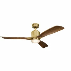 Buy ❤️ Kichler Lighting Ridley II Collection 52-inch Natural Brass LED Ceiling Fan 🔥