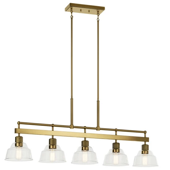Wholesale π Kichler Lighting Eastmont 5-Light Brushed Natural Brass Vintage Industrial Linear Chandelier With Clear Glass π 3 Wholesale π Kichler Lighting Eastmont 5-Light Brushed Natural Brass Vintage Industrial Linear Chandelier With Clear Glass π