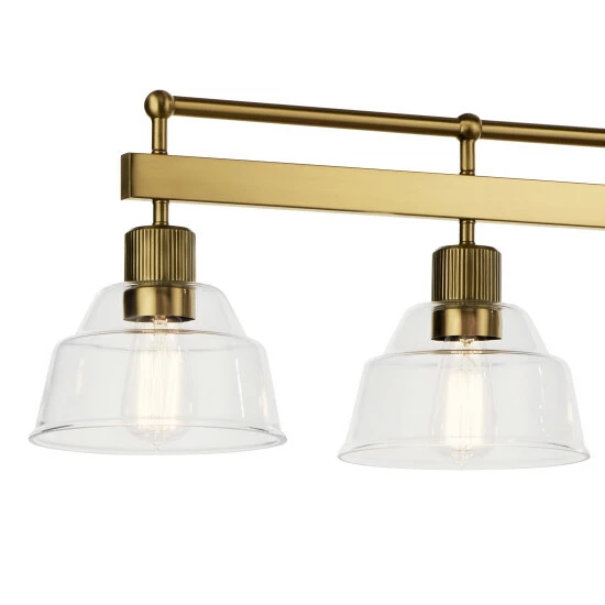 Wholesale π Kichler Lighting Eastmont 5-Light Brushed Natural Brass Vintage Industrial Linear Chandelier With Clear Glass π 6 Wholesale π Kichler Lighting Eastmont 5-Light Brushed Natural Brass Vintage Industrial Linear Chandelier With Clear Glass π - Image 4