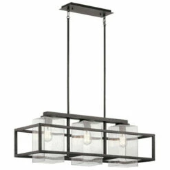 Flash Sale 🔔 Kichler Lighting Wright Collection 3-light Weathered Zinc Outdoor Linear Chandelier 👍