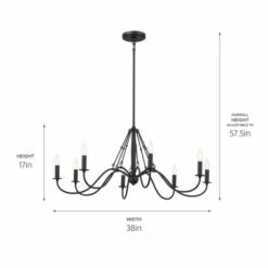 Best Sale 😍 Kichler Lighting Freesia 38 Inch 8-Light Chandelier Textured Black 😉 -Kichler Lighting Shop unnamed file 2434