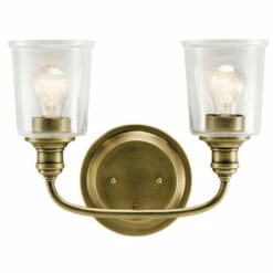 Best Sale ⌛ Kichler Lighting Waverly Collection 2-light Natural Brass Bath/Vanity Light ⌛