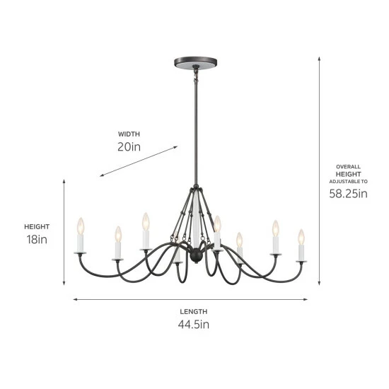 Budget π Kichler Lighting Freesia 44 Inch 8-Light Oval Chandelier Anvil Iron With White Accents π₯ 6 Budget π Kichler Lighting Freesia 44 Inch 8-Light Oval Chandelier Anvil Iron With White Accents π₯ - Image 4