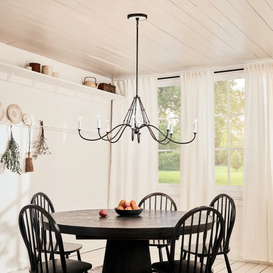 Budget π Kichler Lighting Freesia 44 Inch 8-Light Oval Chandelier Anvil Iron With White Accents π₯ 7 Budget π Kichler Lighting Freesia 44 Inch 8-Light Oval Chandelier Anvil Iron With White Accents π₯ - Image 5