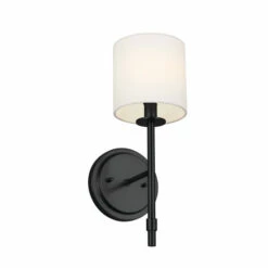 Promo π Kichler Lighting Ali 1-Light Black Wall Sconce With White Fabric Shade - 14 In π