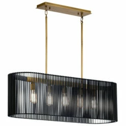 Cheapest 👏 Kichler Lighting Kichler Linara 5-light Black Linear Chandelier 🧨