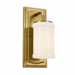 Buy 🤩 Kichler Lighting Vetivene 5 Inch 1-Light Wall Sconce Natural Brass With Opal Glass 🔥