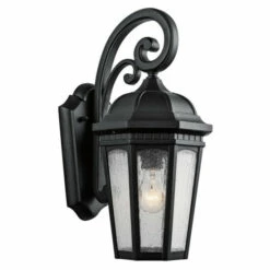 New ⌛ Kichler Lighting Courtyard Collection 1-light Textured Black Outdoor Wall Lantern 😉