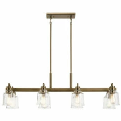 Buy 💯 Kichler Lighting Kichler Aivian 42 Inch 8 Light Linear Chandelier With Clear Glass In Weathered Brass ⭐ -Kichler Lighting Shop unnamed file 3030