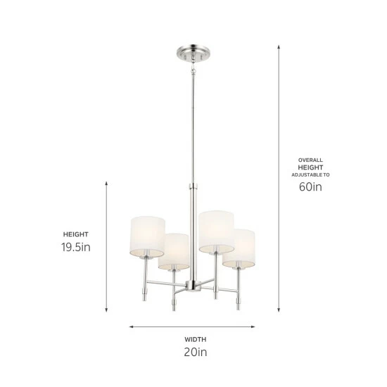 Outlet π Kichler Lighting Ali 4-Light Polished Nickel Mini Chandelier - 20 π― 5 Outlet π Kichler Lighting Ali 4-Light Polished Nickel Mini Chandelier - 20 π― - Image 3