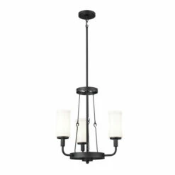 Best deal ⭐ Kichler Lighting Vetivene 19 Inch 3-Light Chandelier Textured Black With Opal Glass 😍