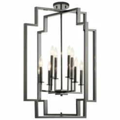 Brand new ❤️ Kichler Lighting Kichler Downtown Deco 32.25 Inch 8 Light Foyer Chandelier In Midnight Chrome ✔️ -Kichler Lighting Shop unnamed file 3388