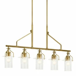 Brand new 😀 Kichler Lighting Everett 5-Light Natural Brass Vintage Industrial Linear Chandelier With Clear Glass ✔️ -Kichler Lighting Shop unnamed file 3432