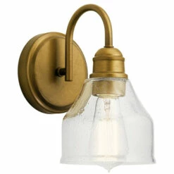 Budget π€© Kichler Lighting Avery 1-Light Wall Sconce Natural Brass π₯°