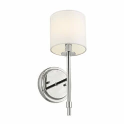 Outlet π Kichler Lighting Ali 1-Light Polished Nickel Wall Sconce With White Fabric Shade - 14 In π
