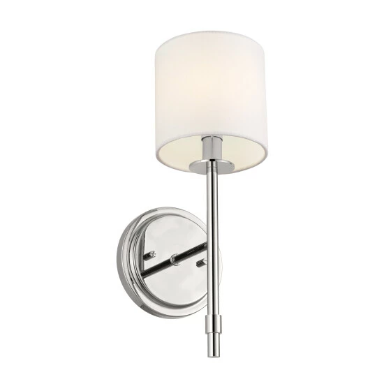 Outlet π Kichler Lighting Ali 1-Light Polished Nickel Wall Sconce With White Fabric Shade - 14 In π 3 Outlet π Kichler Lighting Ali 1-Light Polished Nickel Wall Sconce With White Fabric Shade - 14 In π