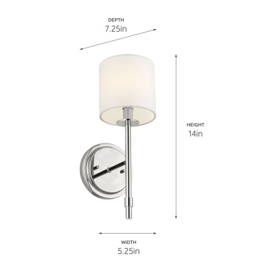 Outlet π Kichler Lighting Ali 1-Light Polished Nickel Wall Sconce With White Fabric Shade - 14 In π 7 Outlet π Kichler Lighting Ali 1-Light Polished Nickel Wall Sconce With White Fabric Shade - 14 In π - Image 5