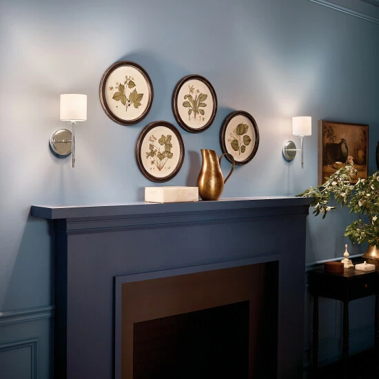 Outlet π Kichler Lighting Ali 1-Light Polished Nickel Wall Sconce With White Fabric Shade - 14 In π 9 Outlet π Kichler Lighting Ali 1-Light Polished Nickel Wall Sconce With White Fabric Shade - 14 In π - Image 7