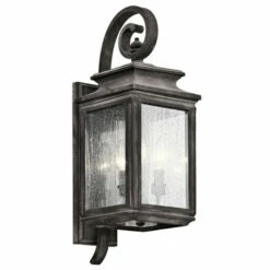 Cheap 🌟 Kichler Lighting Wiscombe Park Collection 3-light Weathered Zinc Outdoor Wall Lantern 😀