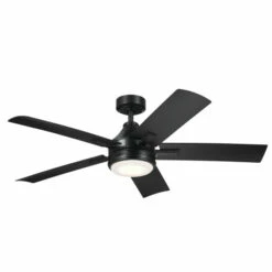 Outlet 🎁 Kichler Lighting Tide 52 Inch Integrated LED Outdoor Satin Black Ceiling Fan 🤩