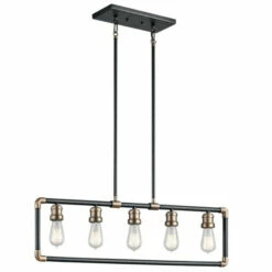 Promo 🧨 Kichler Lighting Imahn Collection 5-light Black Linear Chandelier ✔️