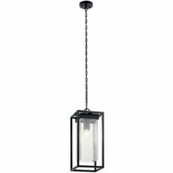 Best deal ⌛ Kichler Lighting Kichler Mercer 24 Inch 1 Light Outdoor Pendant With Clear Seeded Glass In Black Finish 💯