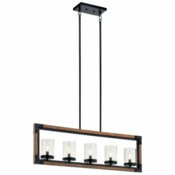 Top 10 🤩 Kichler Lighting Kichler Marimount 5-light Auburn Stained Finish Linear Chandelier 😉