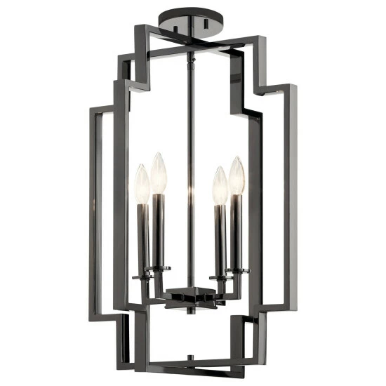 Hot Sale π Kichler Lighting Kichler Downtown Deco 25 Inch 4 Light Large Foyer Pendant In Midnight Chrome π 4 Hot Sale π Kichler Lighting Kichler Downtown Deco 25 Inch 4 Light Large Foyer Pendant In Midnight Chrome π - Image 2