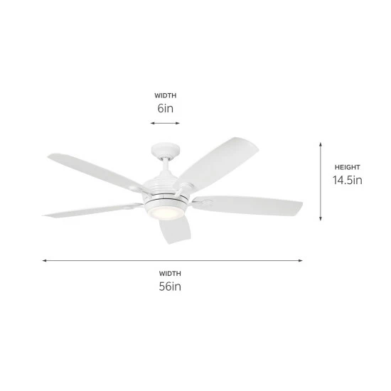 Hot Sale π Kichler Lighting Tranquil 56 Inch Integrated LED Outdoor White Ceiling Fan π 6 Hot Sale π Kichler Lighting Tranquil 56 Inch Integrated LED Outdoor White Ceiling Fan π - Image 4